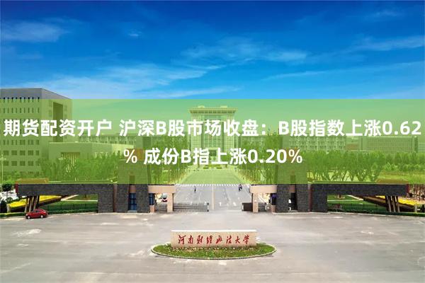 期货配资开户 沪深B股市场收盘：B股指数上涨0.62% 成份B指上涨0.20%