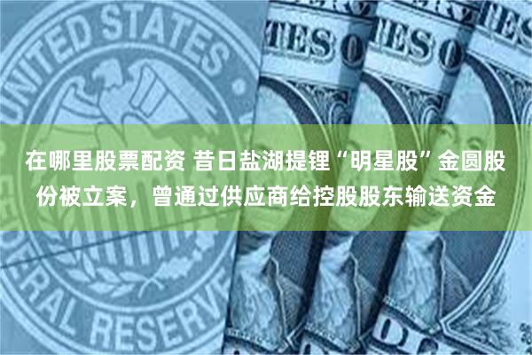 在哪里股票配资 昔日盐湖提锂“明星股”金圆股份被立案，曾通过供应商给控股股东输送资金