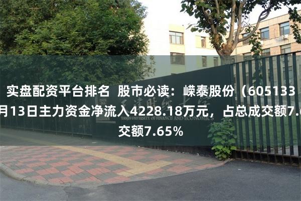 实盘配资平台排名  股市必读：嵘泰股份（605133）5月1